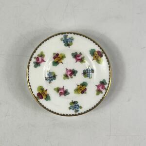 Minton Mini Saucer Bone China England Floral Pattern Gold Trim 1930s Collectible